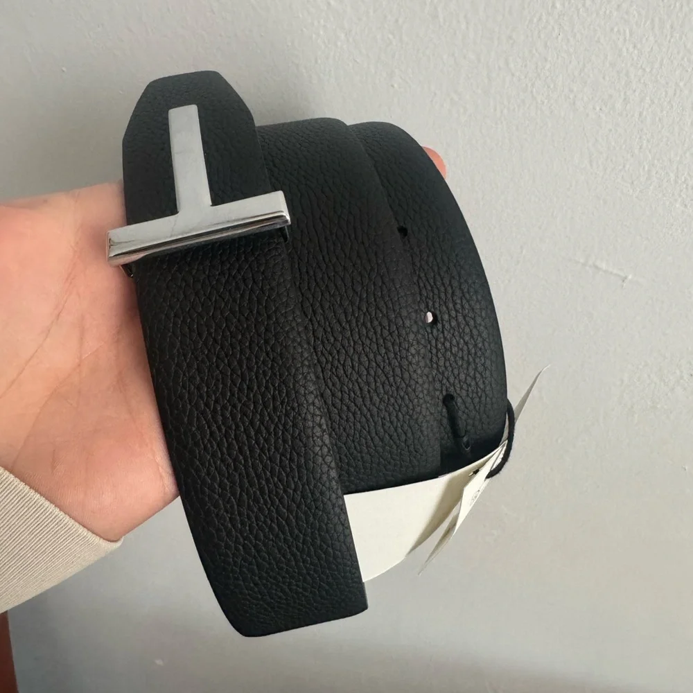 Tom ford Black Belt with Silver T Buckle - size 105 - Picture 2 of 6